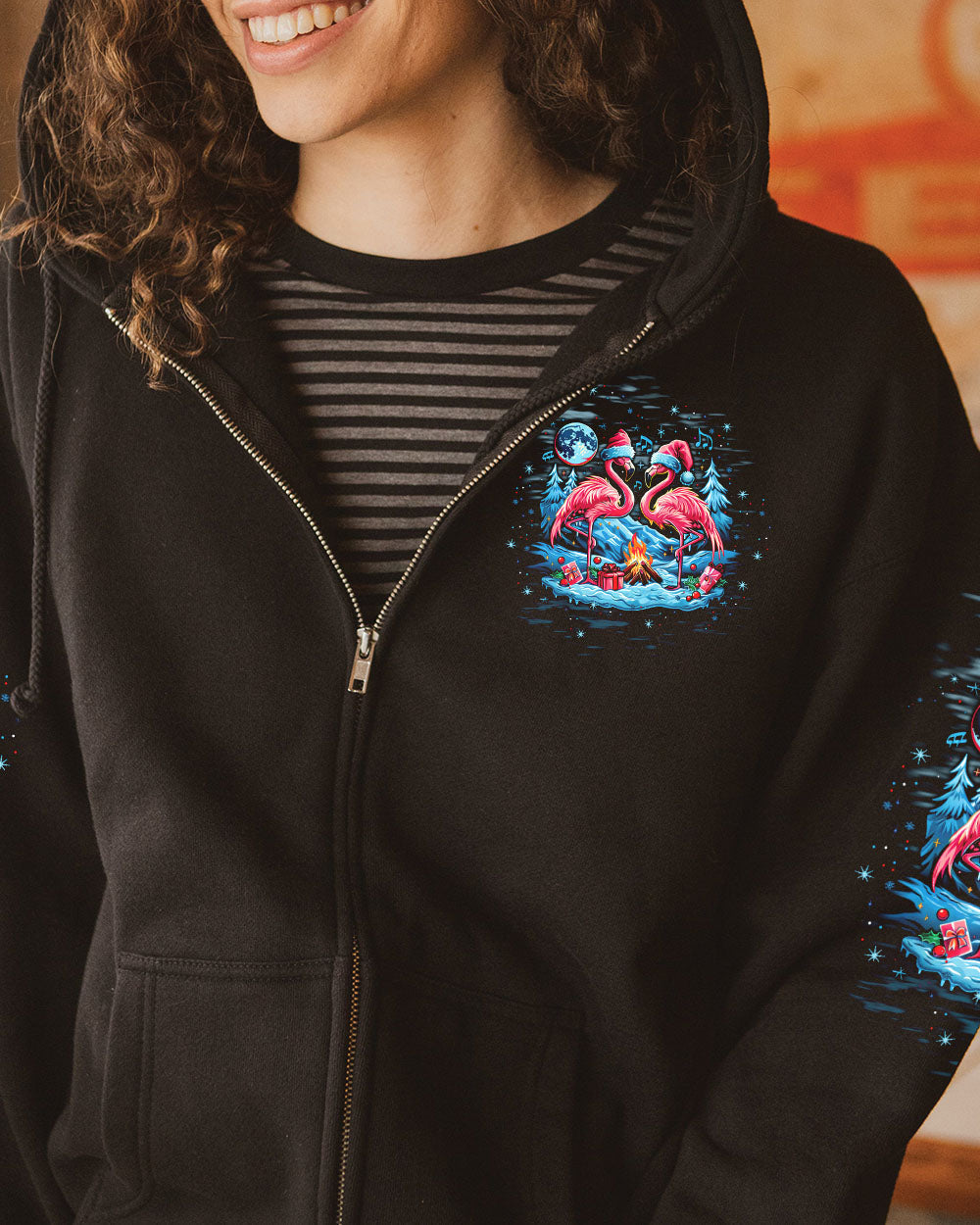 MAKING MEMORIES ONE CAMPFIRE AT A TIME FLAMINGO CHRISTMAS ALL OVER PRINT -  TLTW1410244