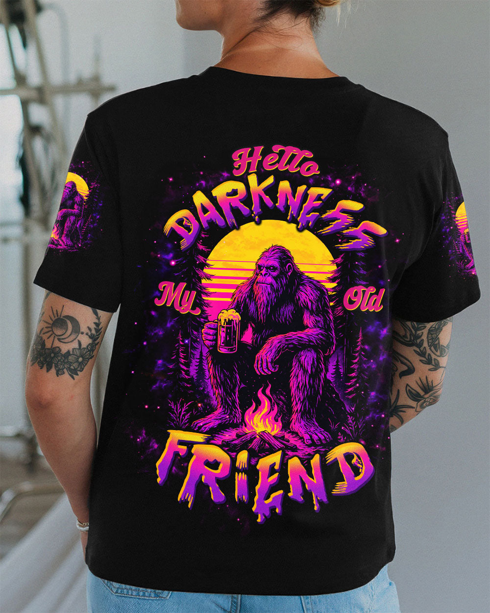 HELLO DARKNESS MY OLD FRIEND BIGFOOT ALL OVER PRINT - TLTW2410252