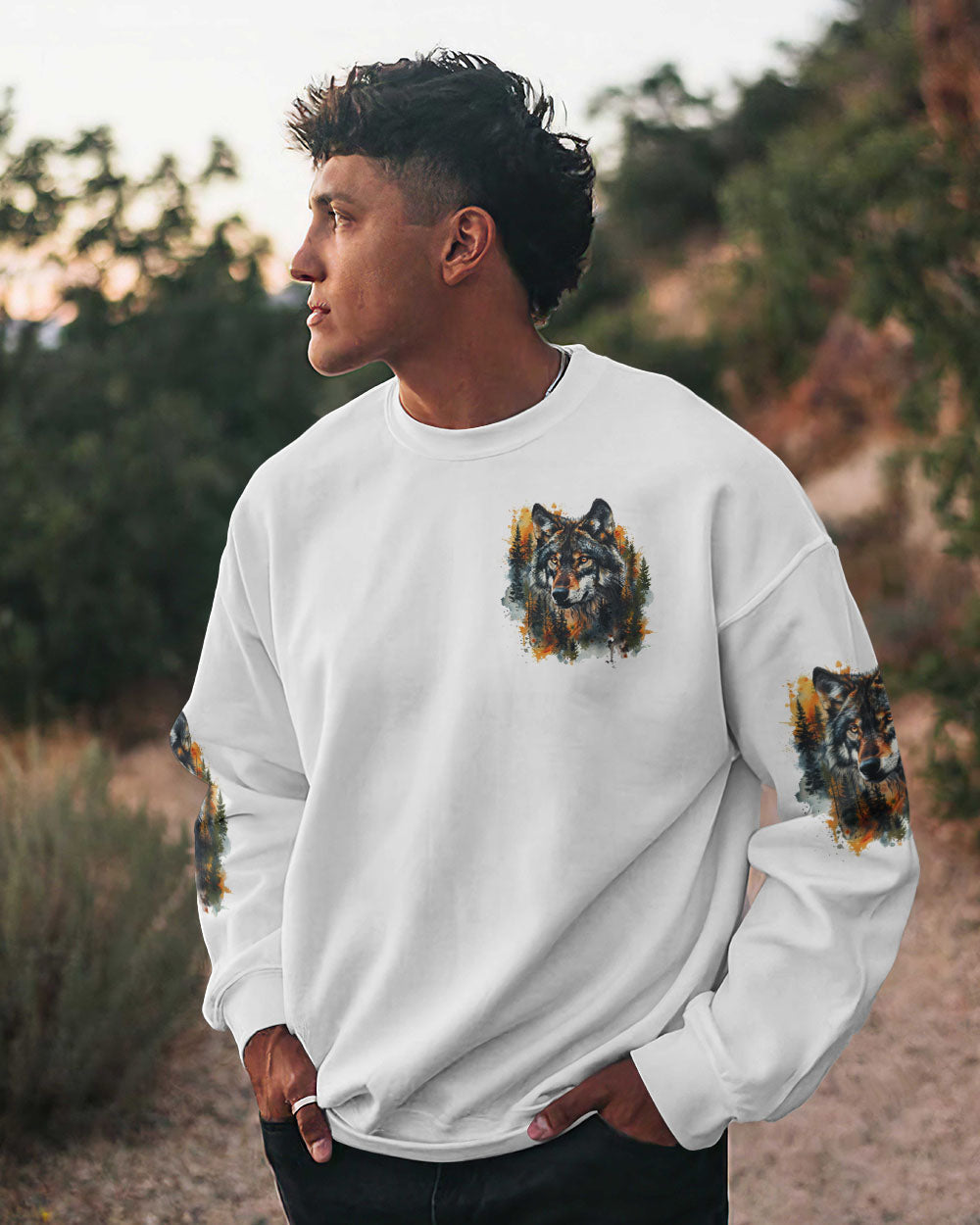 NOT ALL WHO WANDER ARE LOST WOLF ALL OVER PRINT - TYQY1009241