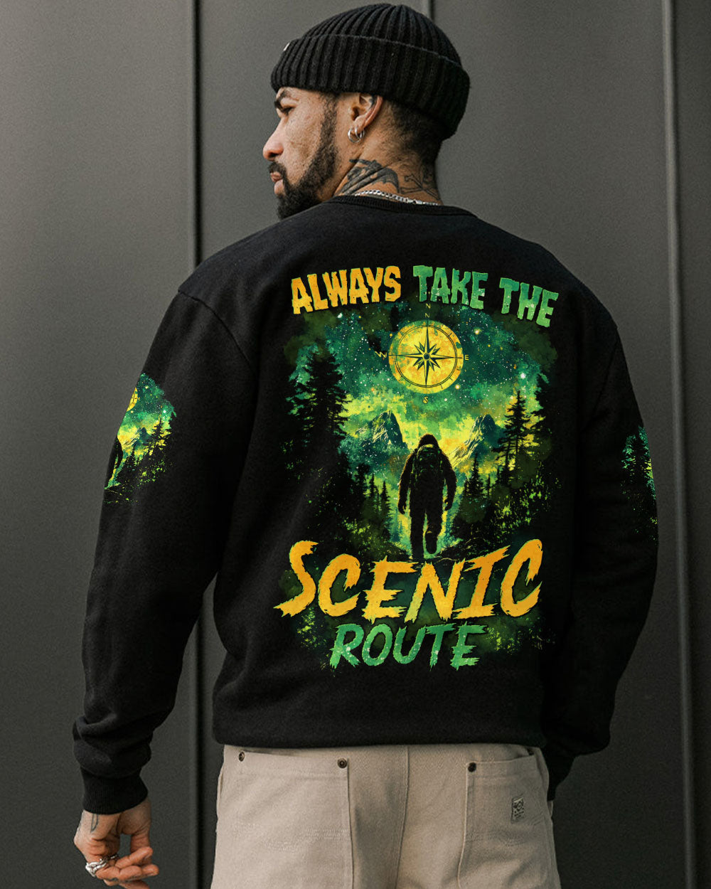 ALWAYS TAKE THE SCENIC ROUTE BIGFOOT ALL OVER PRINT - TYTD0302252
