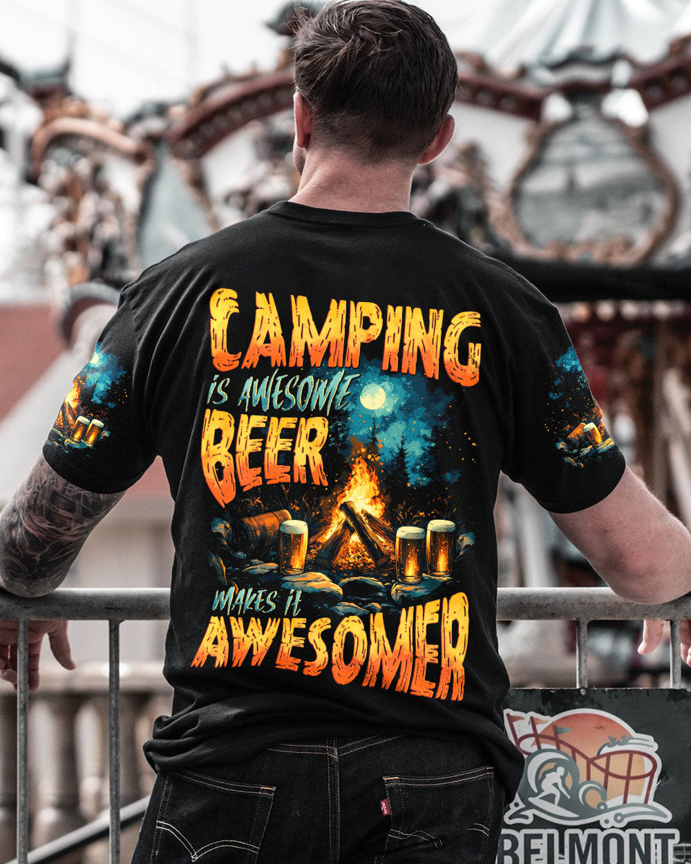 CAMPING IS AWESOME BEER MAKE IT AWESOMER ALL OVER PRINT - TYTD0506251