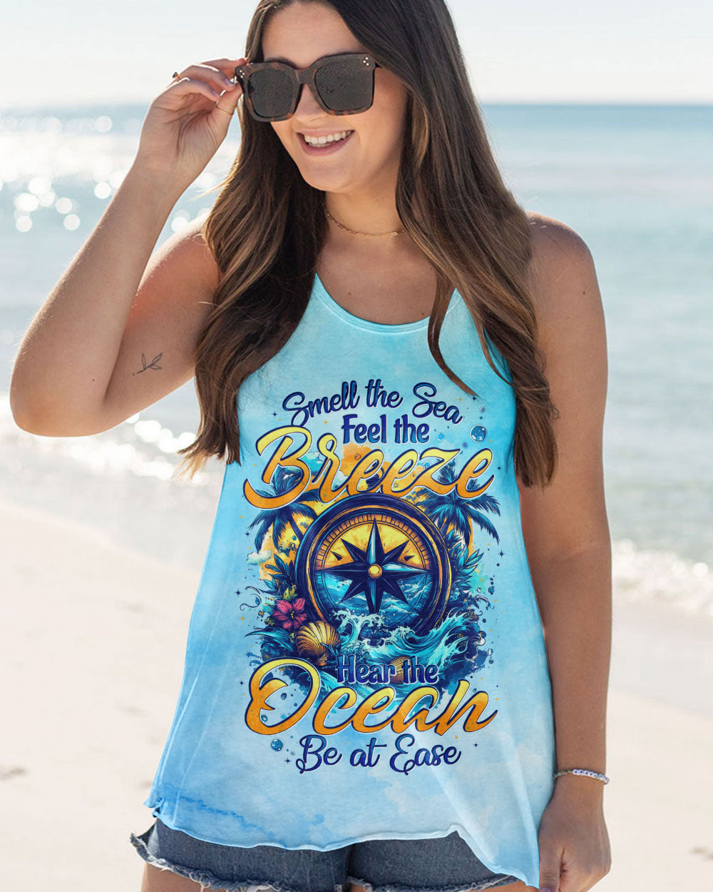 SMELL THE SEA FEEL THE BREEZE COMPASS ALL OVER PRINT - TYTD0904251