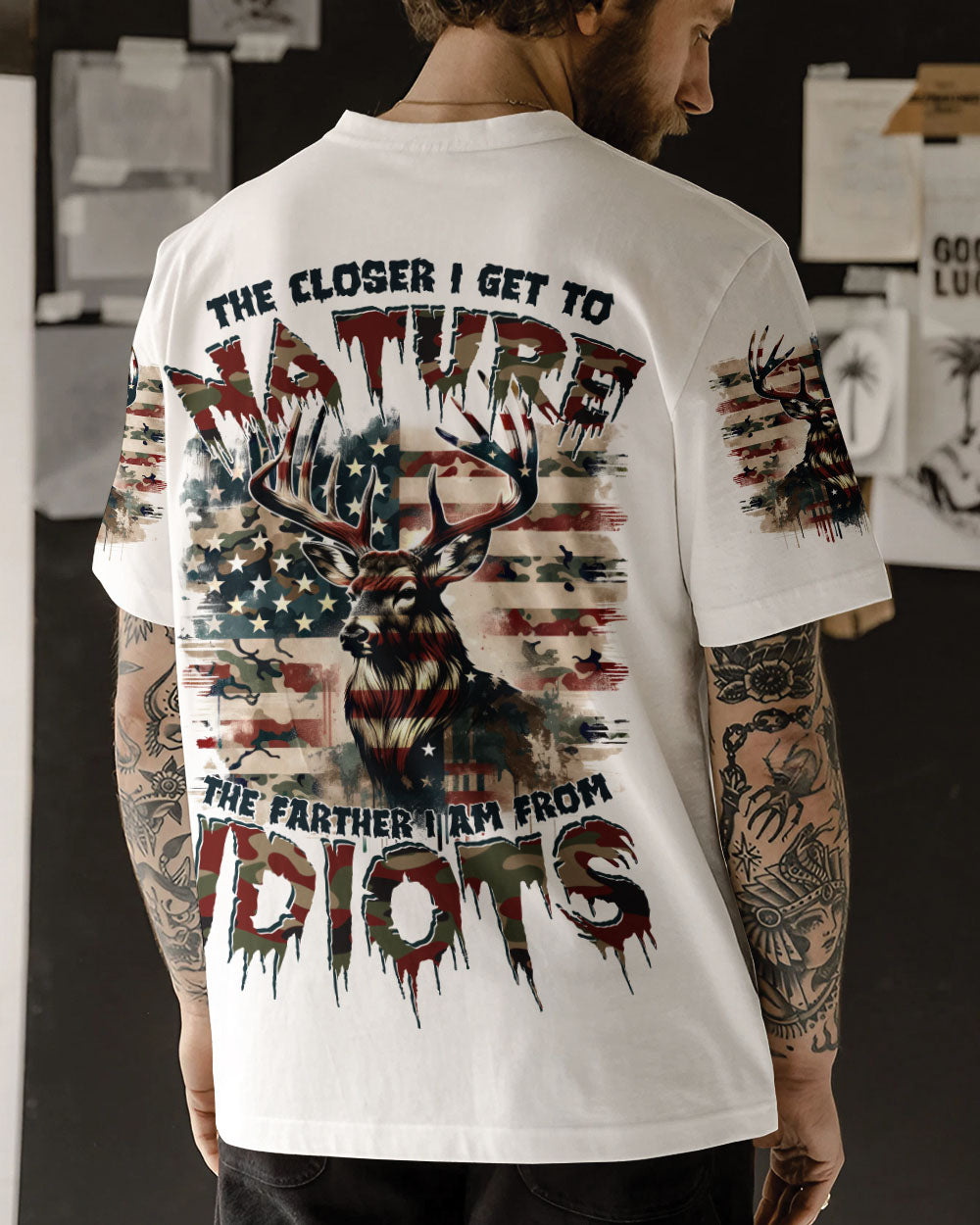 THE CLOSER I GET TO NATURE DEER CAMO ALL OVER PRINT - TYTD0911242