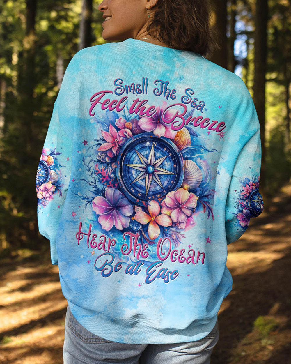 SMELL THE SEA FEEL THE BREEZE COMPASS ALL OVER PRINT - TYTD1002253