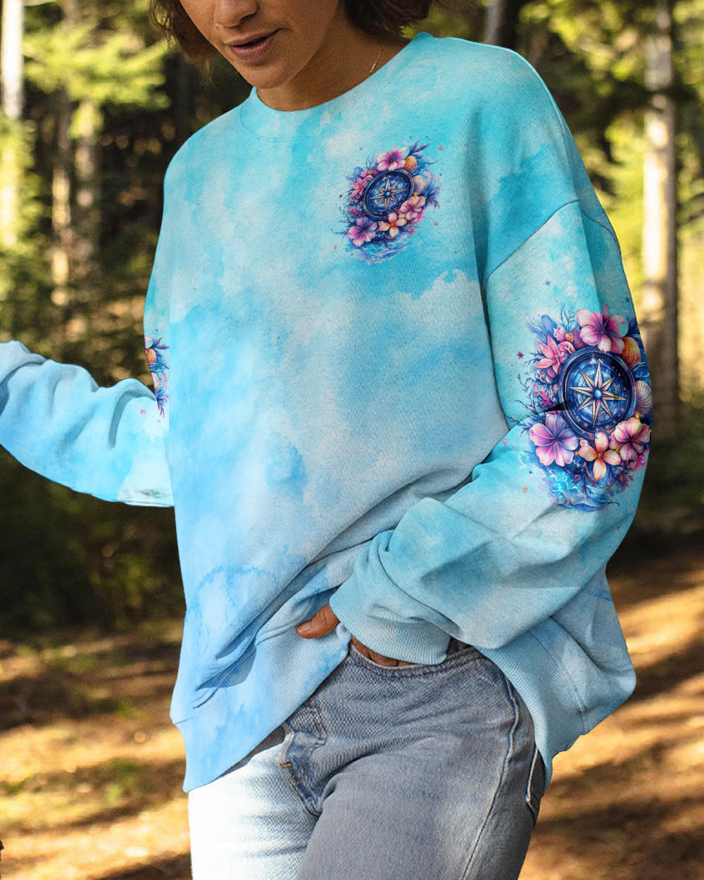 SMELL THE SEA FEEL THE BREEZE COMPASS ALL OVER PRINT - TYTD1002253