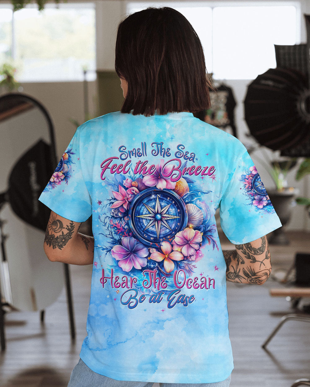 SMELL THE SEA FEEL THE BREEZE COMPASS ALL OVER PRINT - TYTD1002253