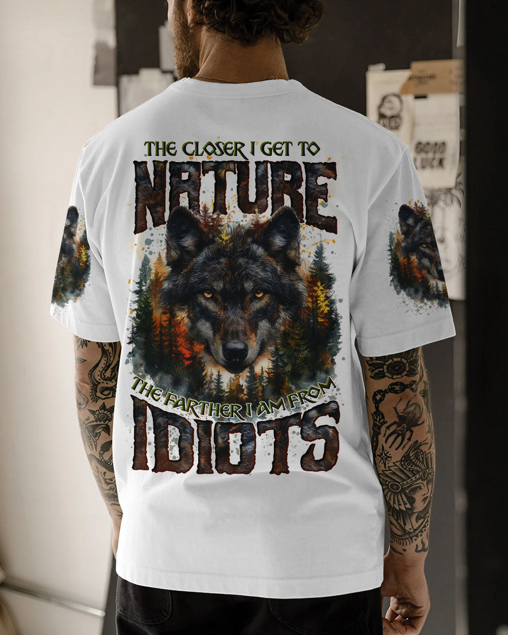 THE CLOSER I GET TO NATURE WOLF ALL OVER PRINT - TYTD1109241