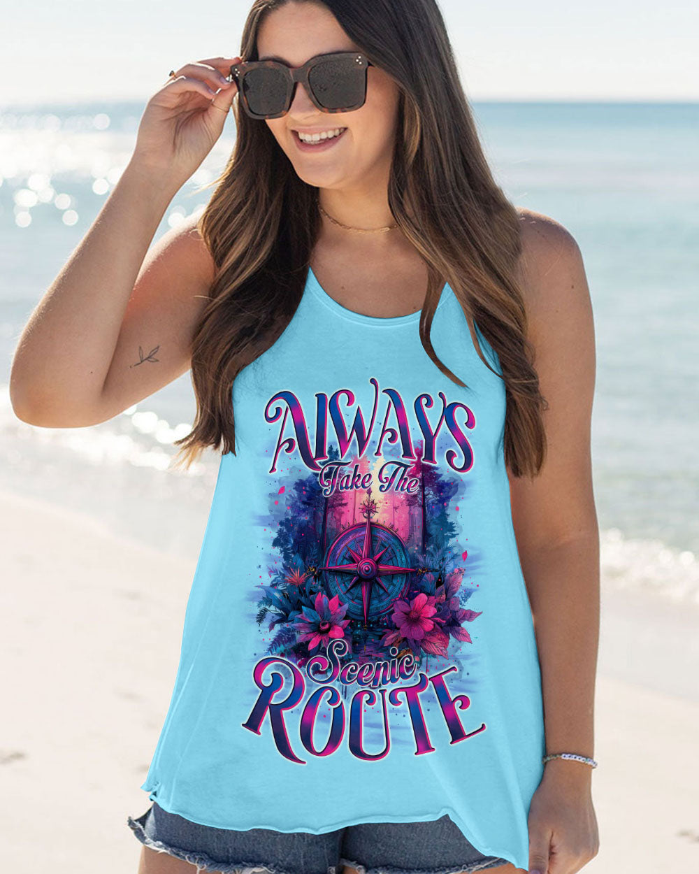 ALWAYS TAKE THE SCENIC ROUTE COMPASS ALL OVER PRINT - TYTM2306254