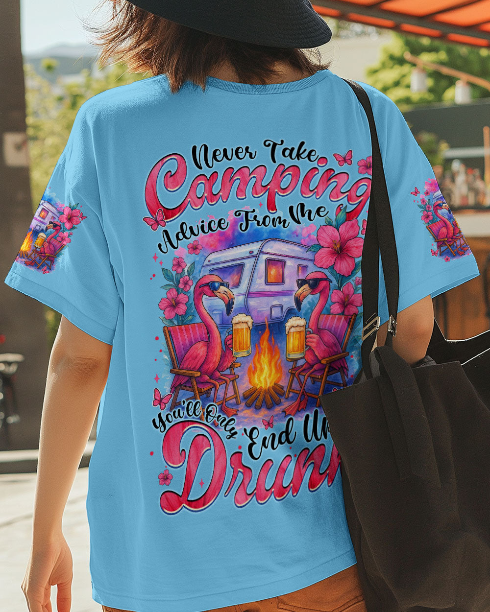 NEVER TAKE CAMPING ADVICE FROM ME FLAMINGO ALL OVER PRINT - TYTM2805253