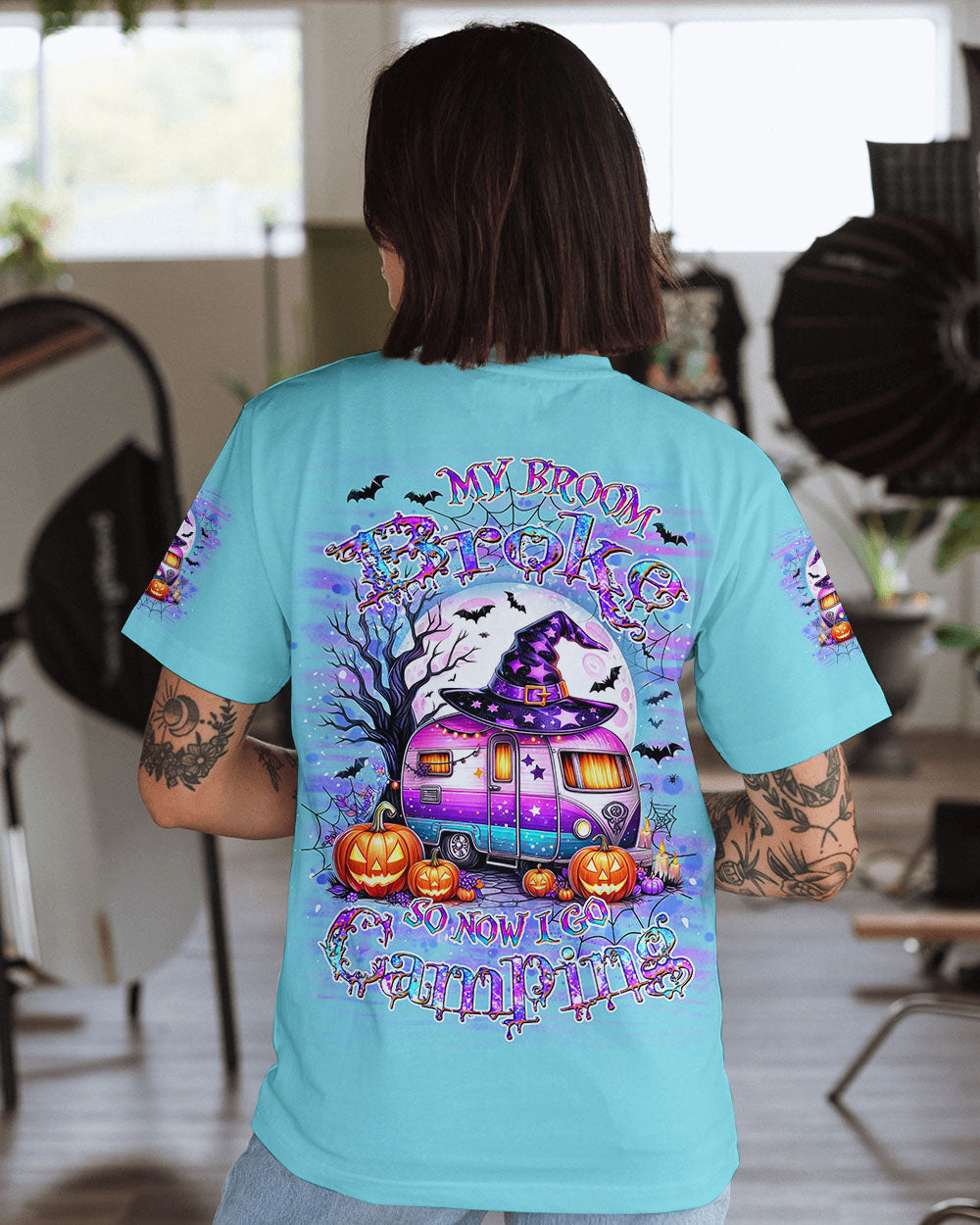 MY BROOM BROKE SO NOW HALLOWEEN CAMPING ALL OVER PRINT - YHDU0808242