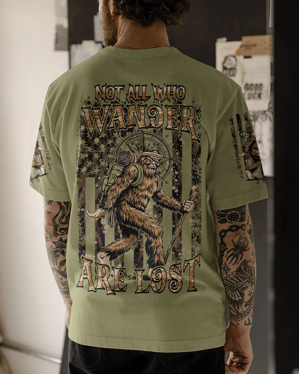 NOT ALL WHO WANDER ARE LOST BIGFOOT ALL OVER PRINT - YHHN1911251