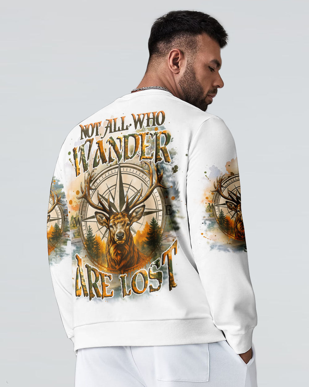 NOT ALL WHO WANDER ARE LOST DEER COMPASS ALL OVER PRINT - YHHN2107253