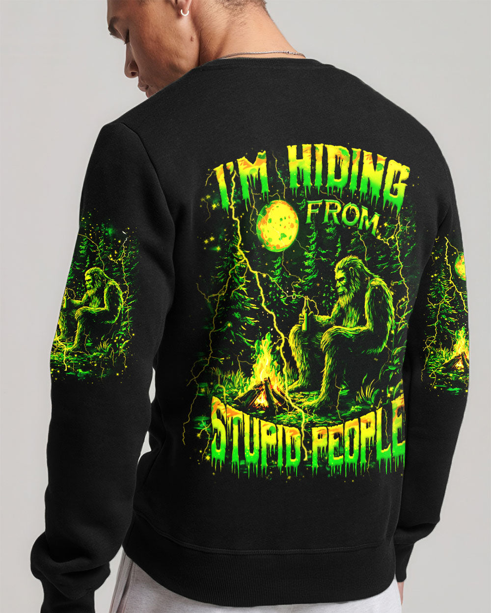 I'M HIDING FROM STUPID PEOPLE BIGFOOT ALL OVER PRINT - YHHN2210253
