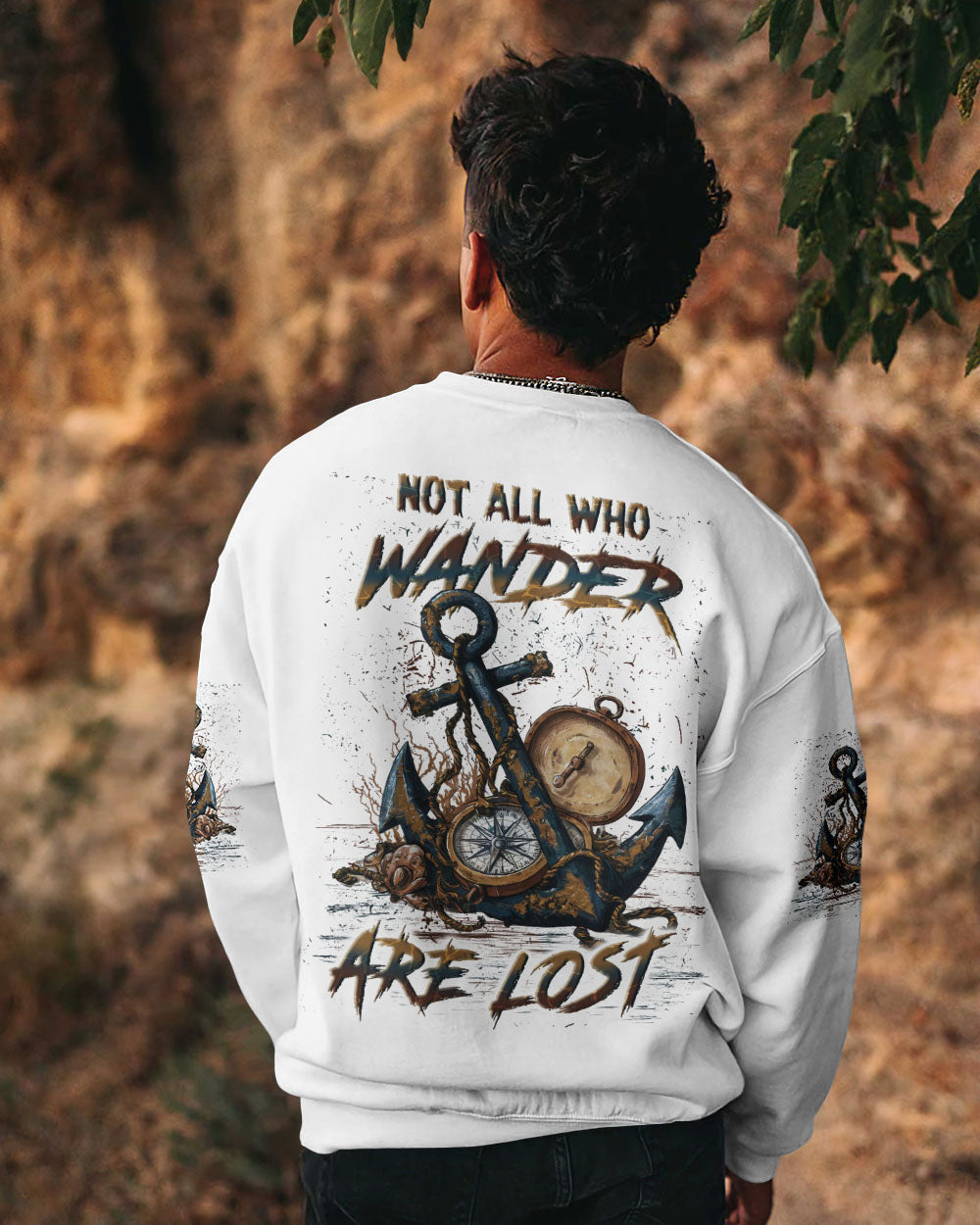 NOT ALL WHO WANDER ARE LOST ANCHOR COMPASS ALL OVER PRINT - YHLN0204251