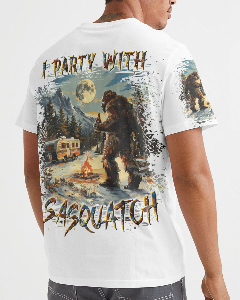 I PARTY WITH SASQUATCH BIGFOOT ALL OVER PRINT - YHLN0711241
