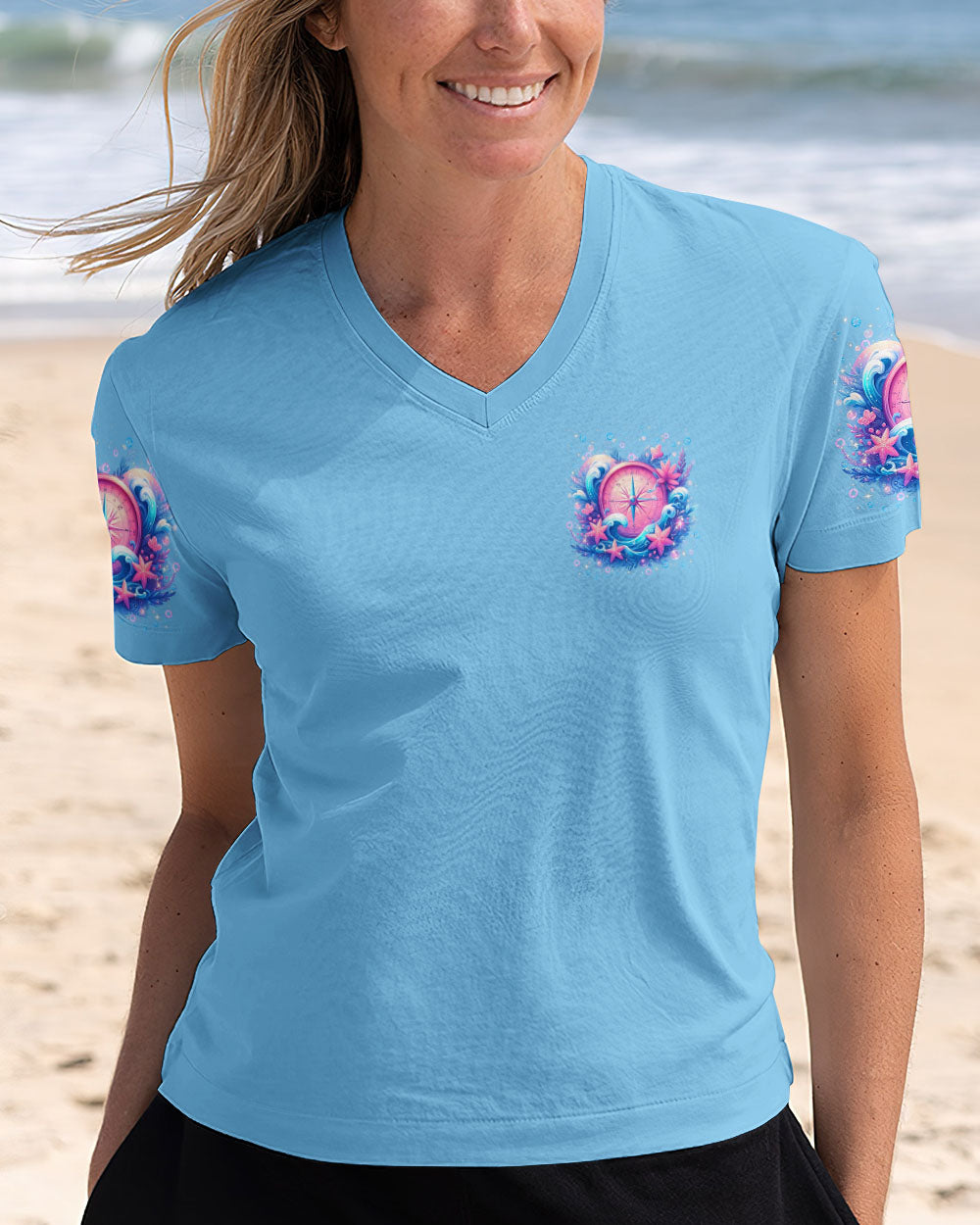 SMELL THE SEA FEEL THE BREEZE COMPASS ALL OVER PRINT - YHLN2503253