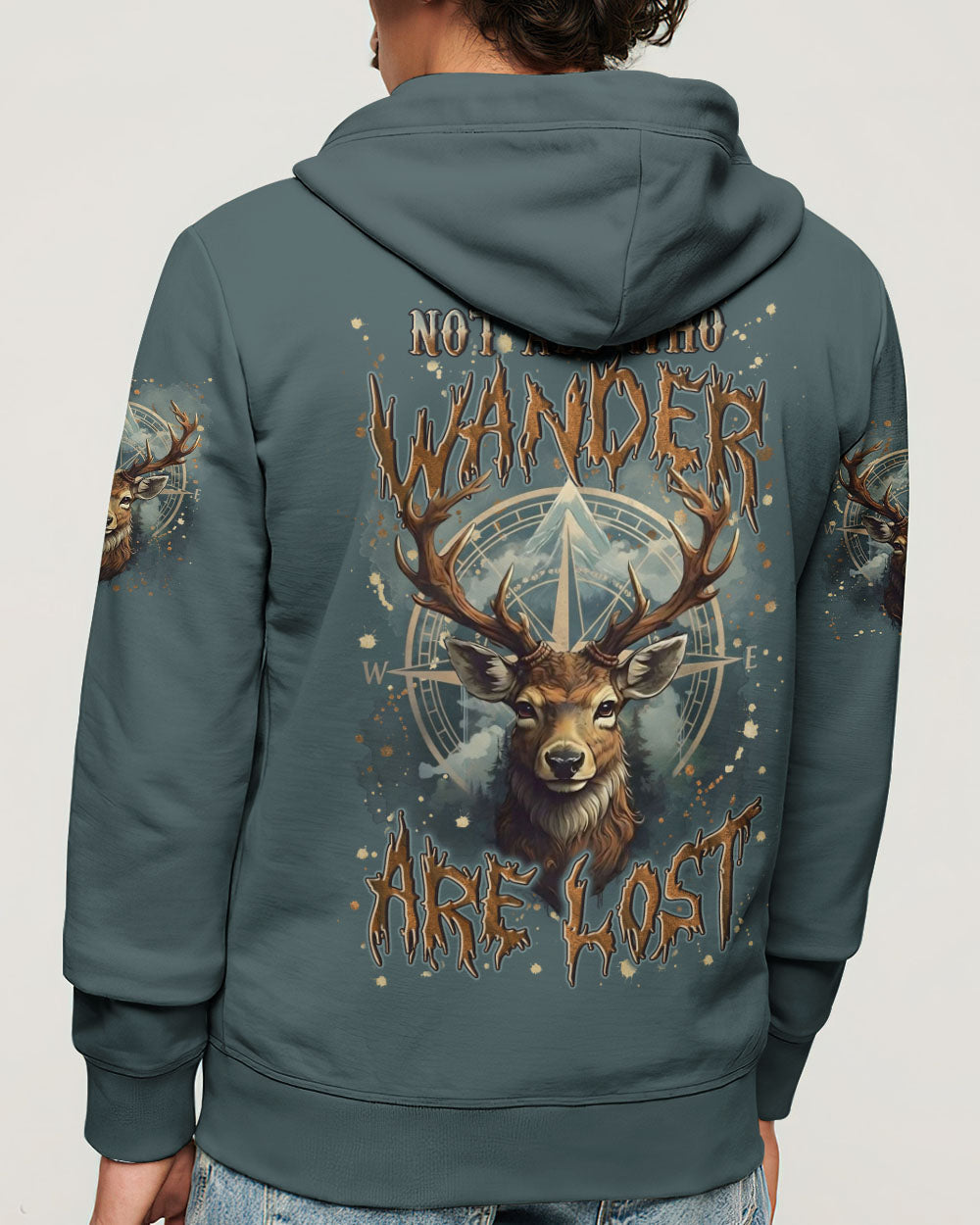 NOT ALL WHO WANDER ARE LOST DEER COMPASS ALL OVER PRINT - YHLN2611253