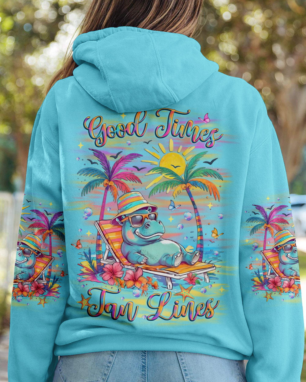 GOOD TIMES TAN LINES HIPPO ALL OVER PRINT - YHLT0907254