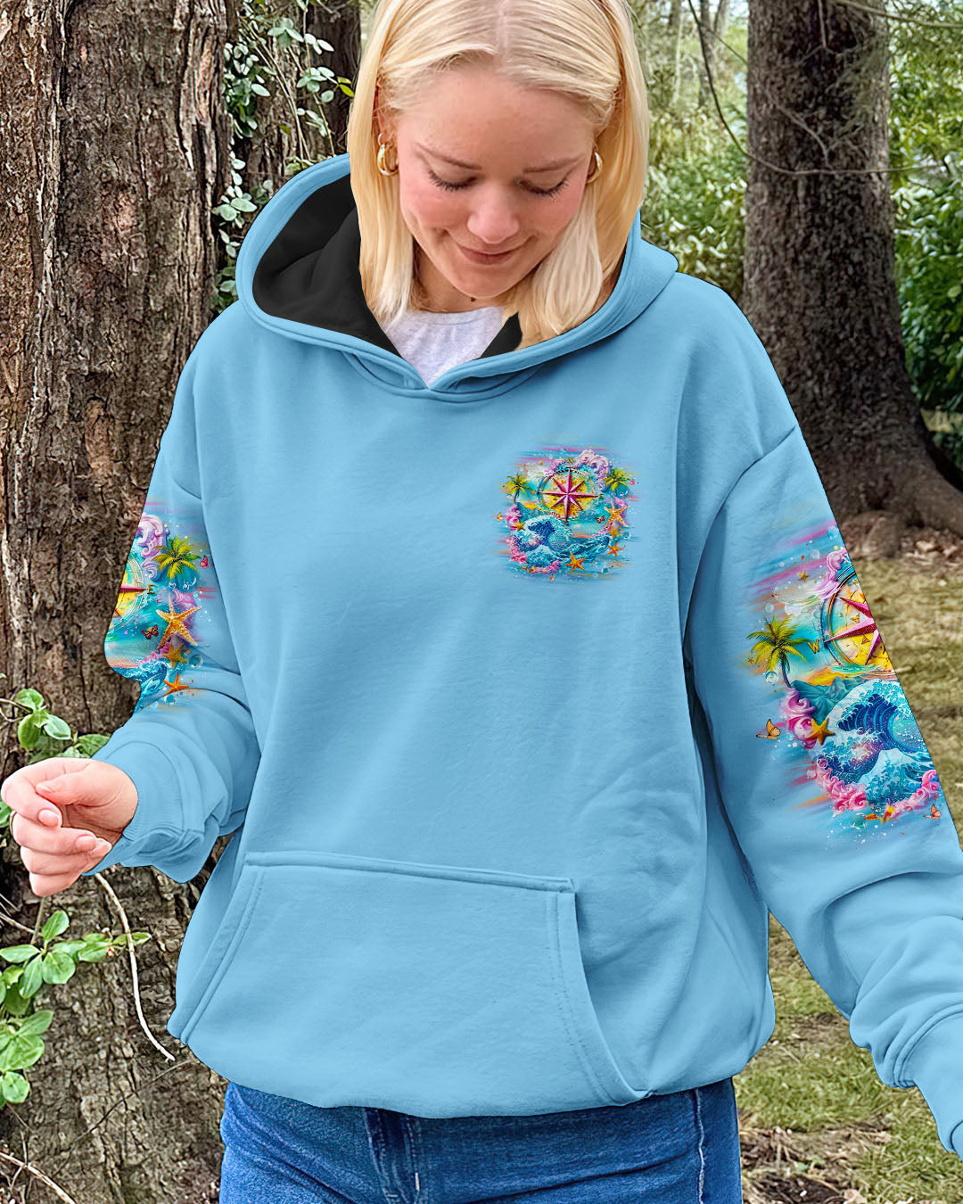 SMELL THE SEA FEEL THE BREEZE COMPASS ALL OVER PRINT - YHLT1004253