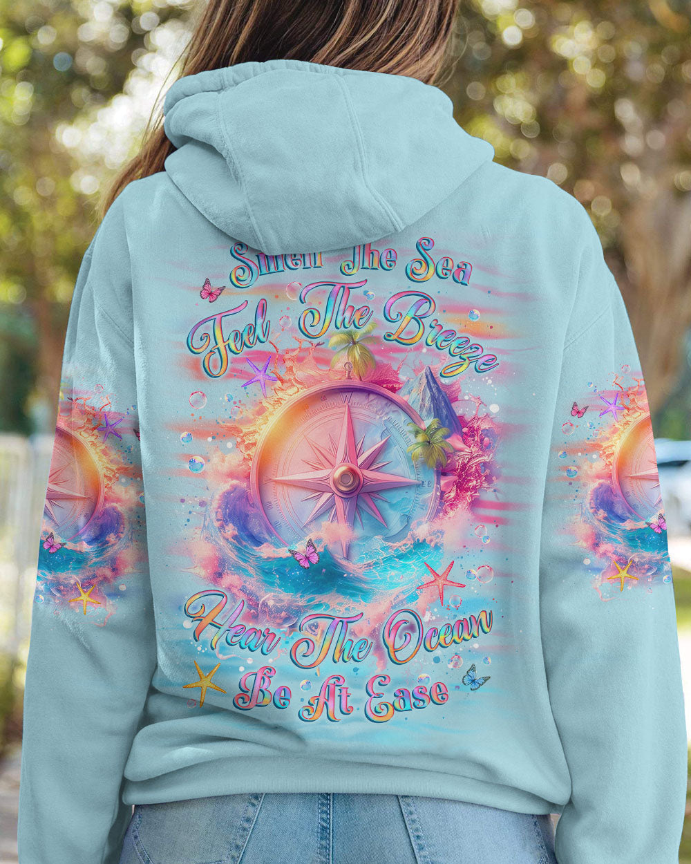 SMELL THE SEA FEEL THE BREEZE COMPASS ALL OVER PRINT - YHLT2703252
