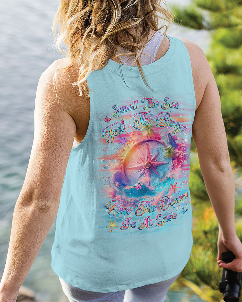 SMELL THE SEA FEEL THE BREEZE COMPASS ALL OVER PRINT - YHLT2703252