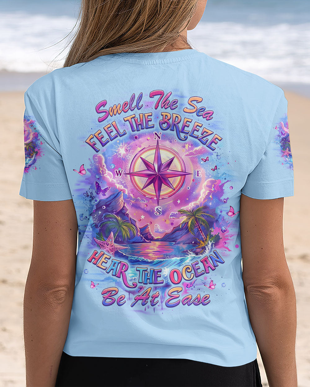 SMELL THE SEA FEEL THE BREEZE COMPASS ALL OVER PRINT - YHLT2803253