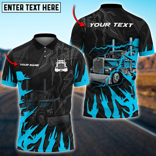 Bluejose Truck Lighting Multicolor Personalized Name Polo Shirt For Truck Driver