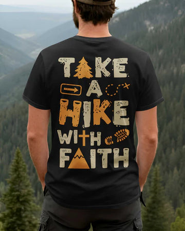 BlueJose Take A Hike With Faith Personalized Hiking 3D Shirt - Black