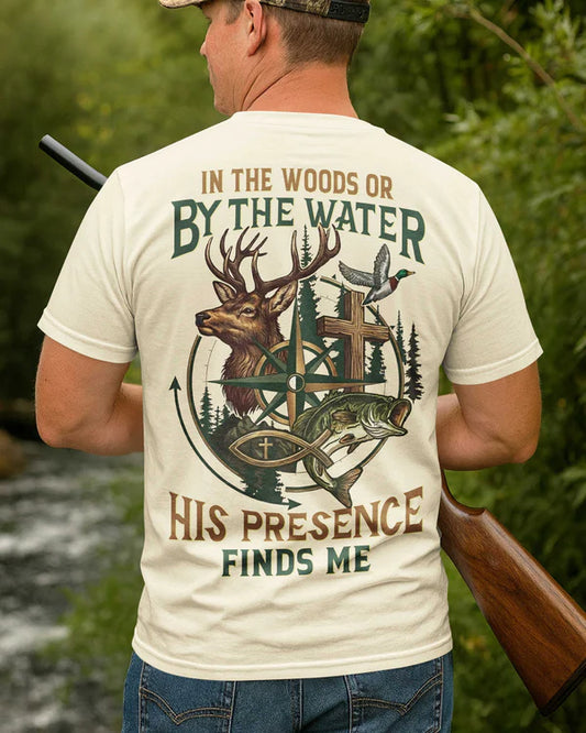 BlueJose In The Woods Or By The Water Shirt, Personalized Hunting 3D Shirt - Beige