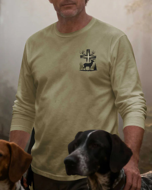 BlueJose In The Wood I Hunt In The Cross I Trust Shirt, Peronalized Hunting 3D Shirt