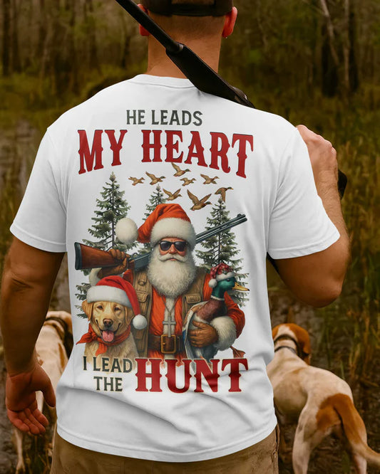 BlueJose He Leads My Heart I Lead The Hunt Shirt, Personalized Hunting 3D Shirt