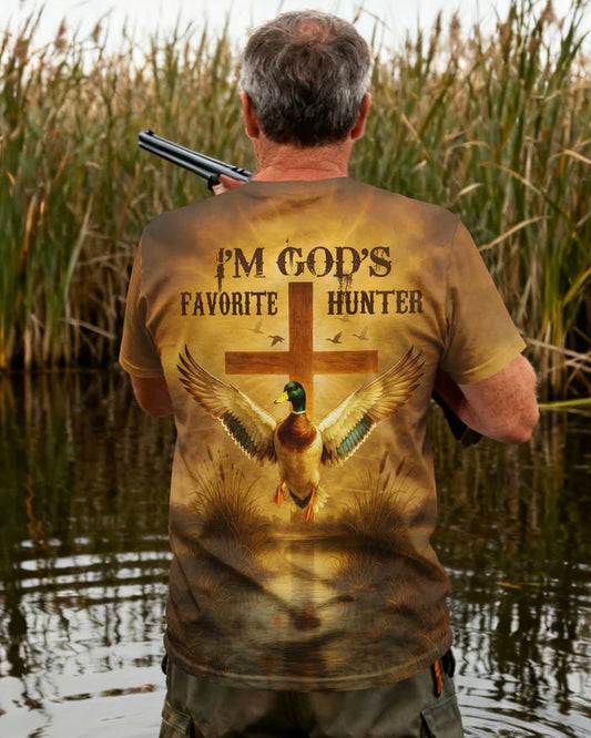BlueJose I'm God's Favorite Hunter Shirt, Personalized Hunting 3D Shirt