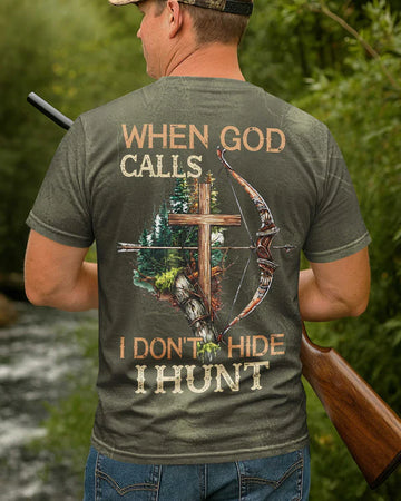 BlueJose When God Calls I Don't Hide I Hunt Shirt, Personalized Hunting 3D Shirt