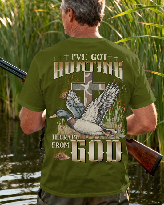BlueJose I've Got Hunting Therapy From God Shirt, Personalized Hunting 3D Shirt