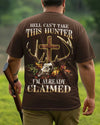 BlueJose Hell Can't Take This Hunter Shirt, Personalized Hunting 3D Shirt - Brown