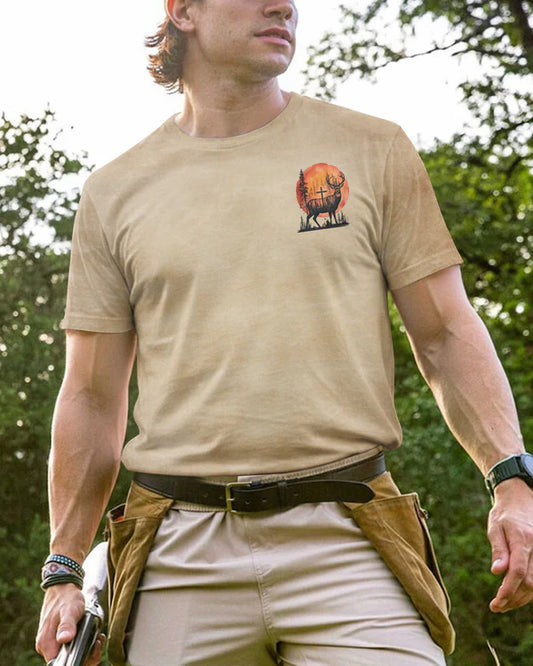 BlueJose I Vow To Follow Christ Shirt, Personalized Hunting 3D Shirt - Beige