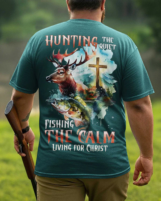 BlueJose Hunting The Quiet Fishing The Calm Shirt, Personalized Hunting 3D Shirt - Teal
