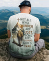 BlueJose Not All Who Wander Are Lost Personalized Hiking 3D Shirt - Watercolor