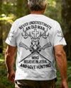 BlueJose Never Underestimate An Old Man Who Believe In Jesus And Love Hunting Shirt, Personalized Hunting 3D Shirt - White