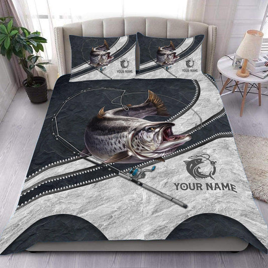 BlueJose Fishing Zipper Leather Pattern Personalized Bedding Set