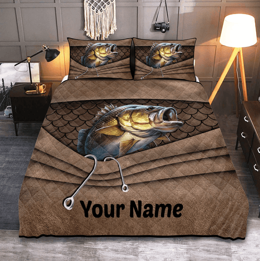 BlueJose Fishing Pleated Personalized Bedding Set