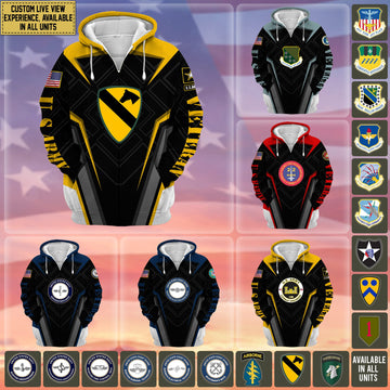 BlueJose Premium Custom Unit US Veteran Zip Hoodie