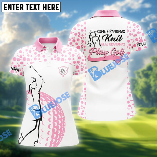 BlueJose Grandma Knit Golf Polo Shirt, Custom Name & Team Name 3D Shirt