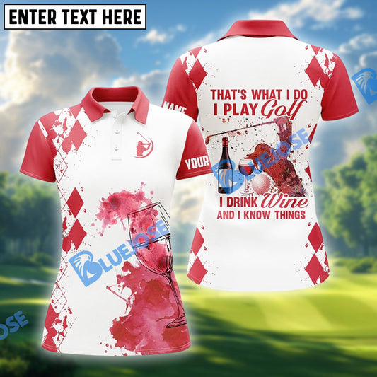 BlueJose Golf & Wine Golf Polo Shirt, Custom Name & Team Name 3D Shirt