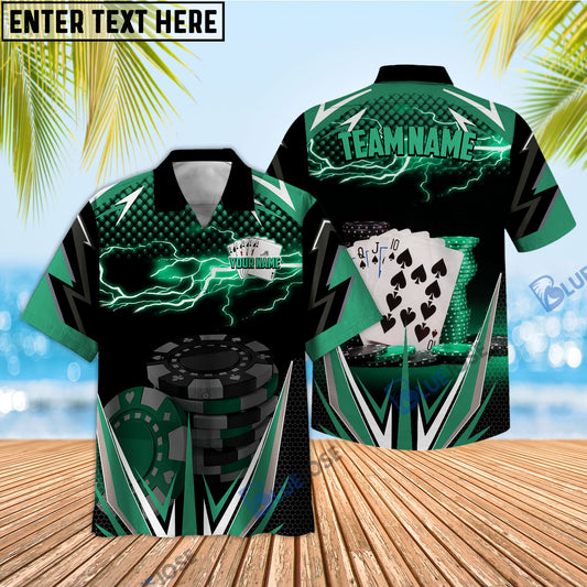 BlueJose Poker Green Fire Personalized Name, Team Name Unisex Shirt