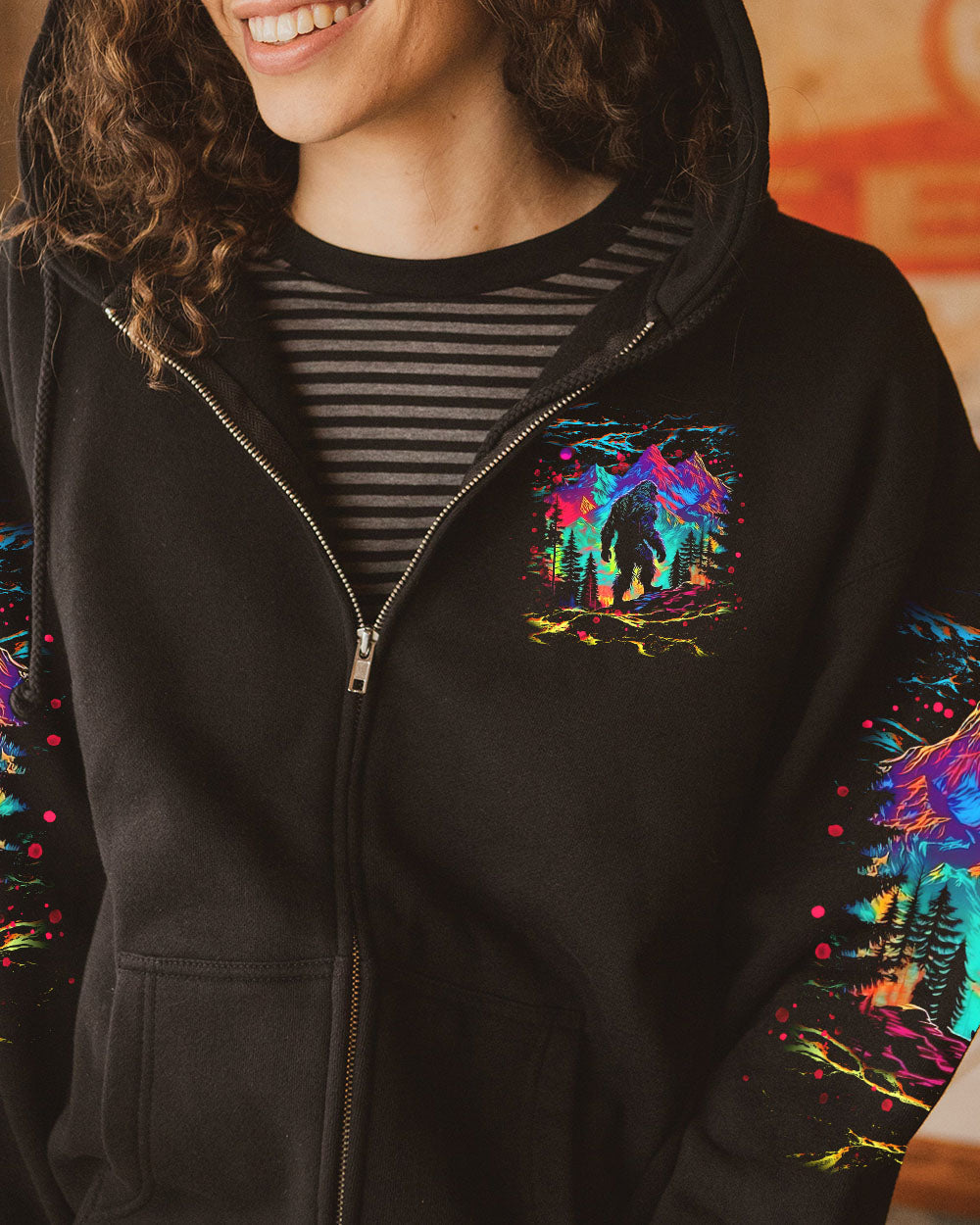 AND INTO THE FOREST I GO BIGFOOT COLORFUL ALL OVER PRINT  - TLNT2203251