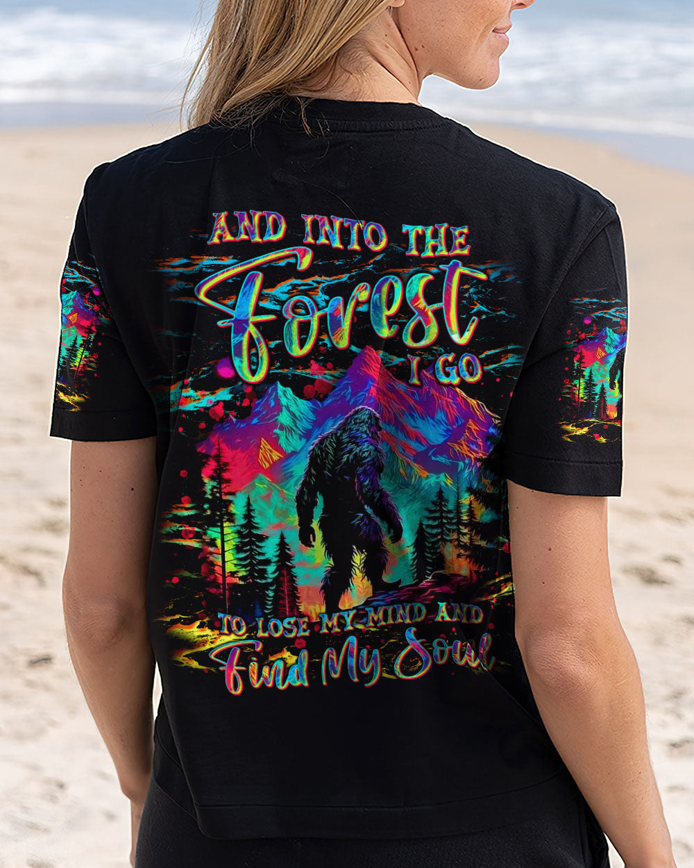 AND INTO THE FOREST I GO BIGFOOT COLORFUL ALL OVER PRINT  - TLNT2203251