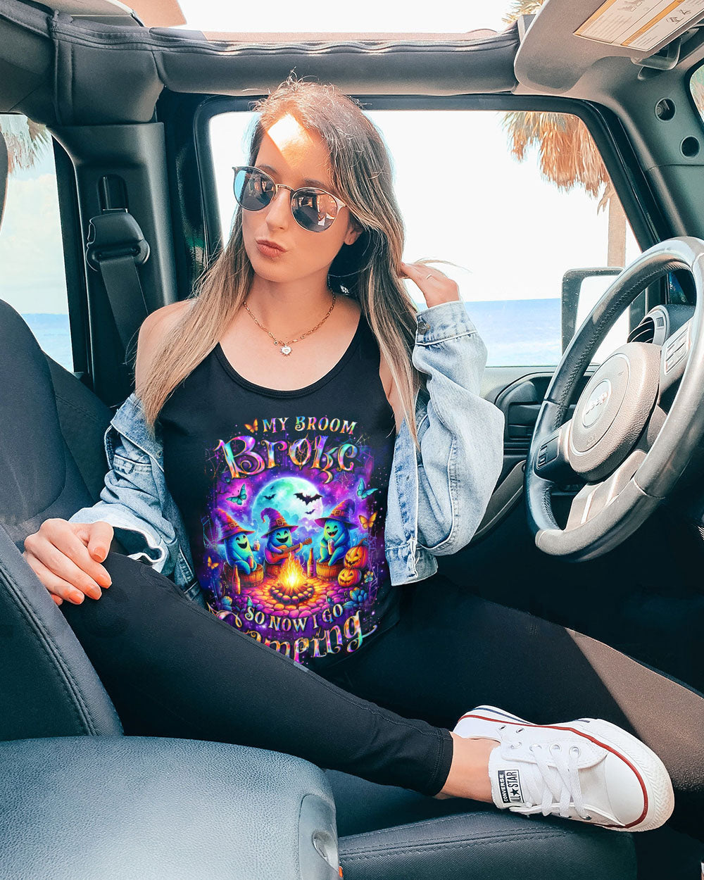 MY BROOM BROKE SO NOW HALLOWEEN CAMPING ALL OVER PRINT - YHLT0708241