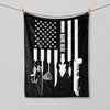 BlueJose Custom Name Fishing Black USA Flag Blanket