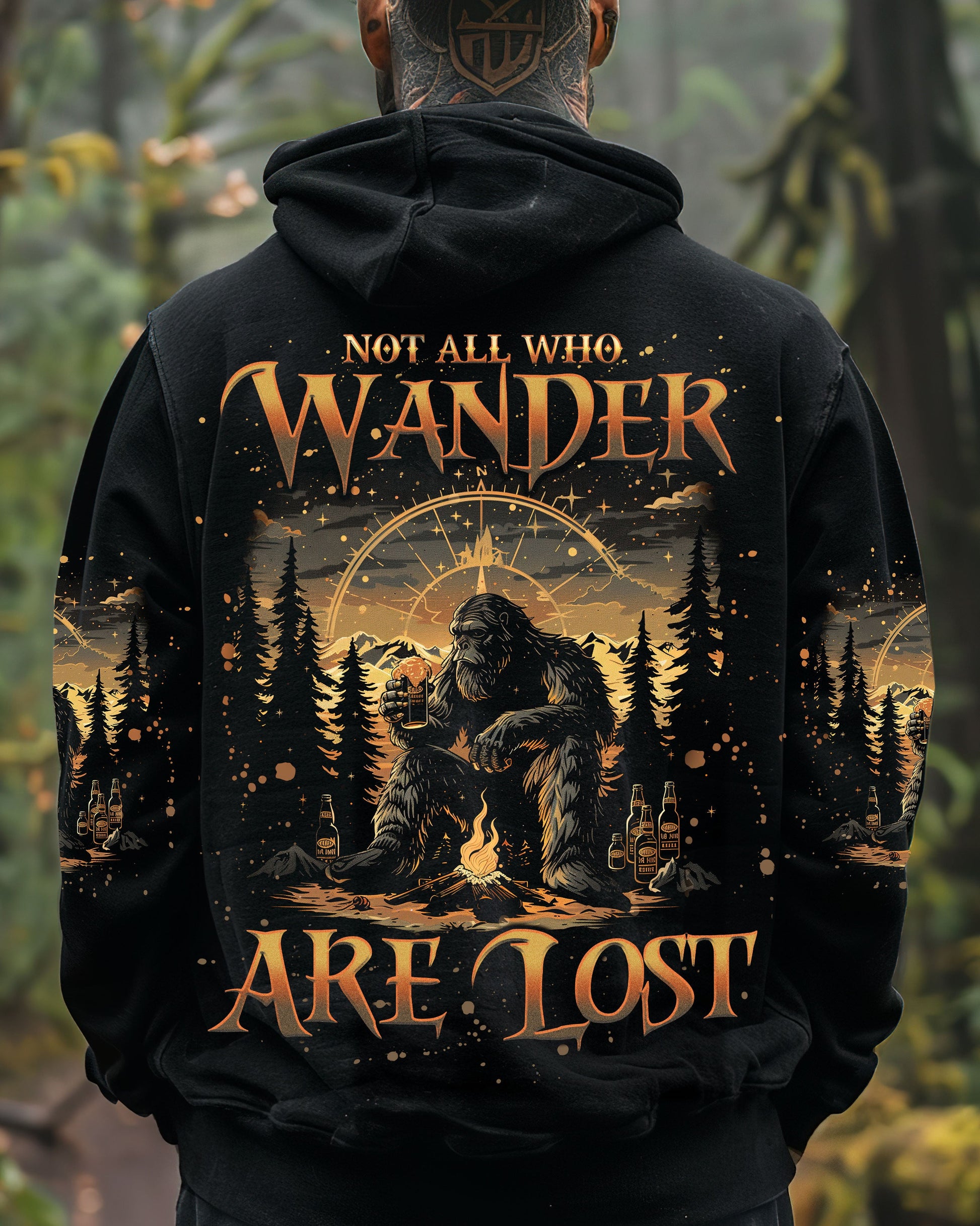 NOT ALL WHO WANDER ARE LOST BIGFOOT COMPASS ALL OVER PRINT - TLNO0609243